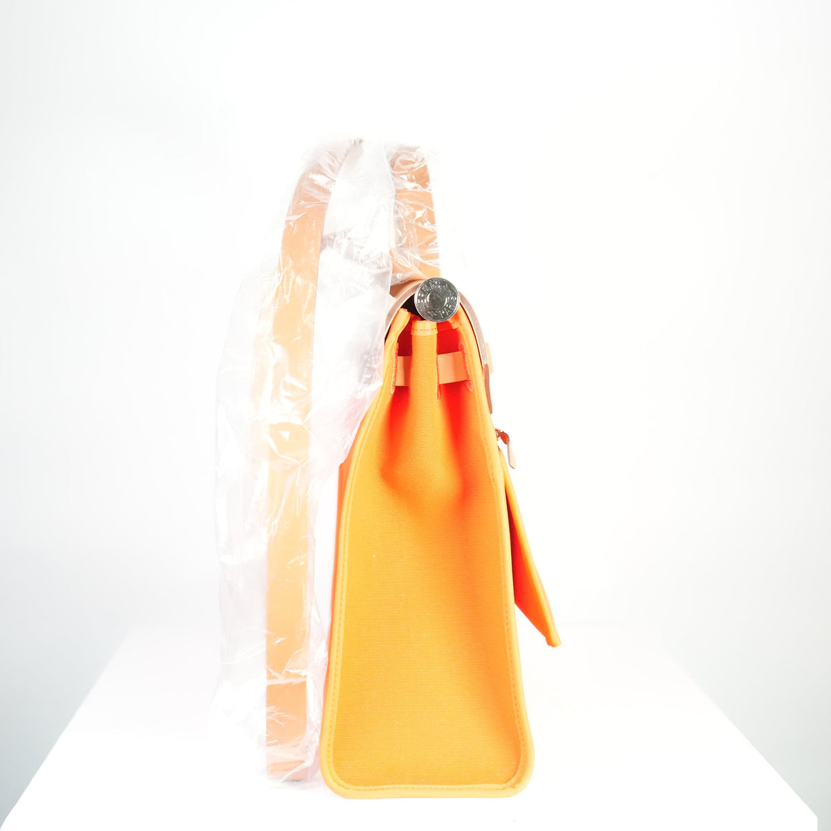 Hermes Toile 31 Herbag Orange W/Tan Top Handle