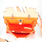Hermes Toile 31 Herbag Orange W/Tan Top Handle