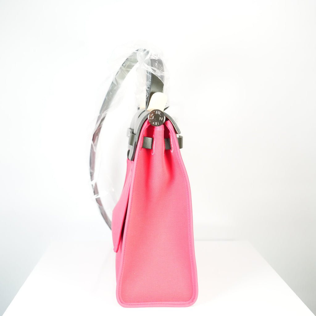 Hermes Toile 31 Herbag Pink & Black Top Handel