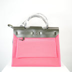 Hermes Toile 31 Herbag Pink & Black Top Handel