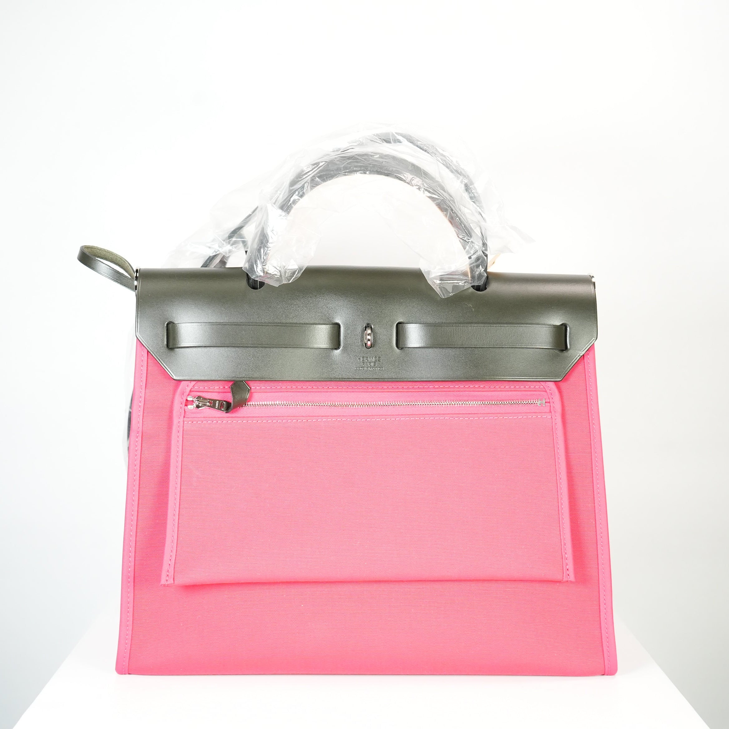 Hermes Toile 31 Herbag Pink & Black Top Handel