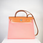 Hermes Toile 31 Herbag Pink & Tan Top Handel