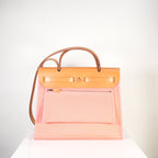 Hermes Toile 31 Herbag Pink & Tan Top Handel