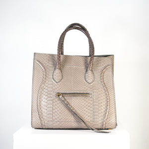 Celine Luggage Tote Python Grey