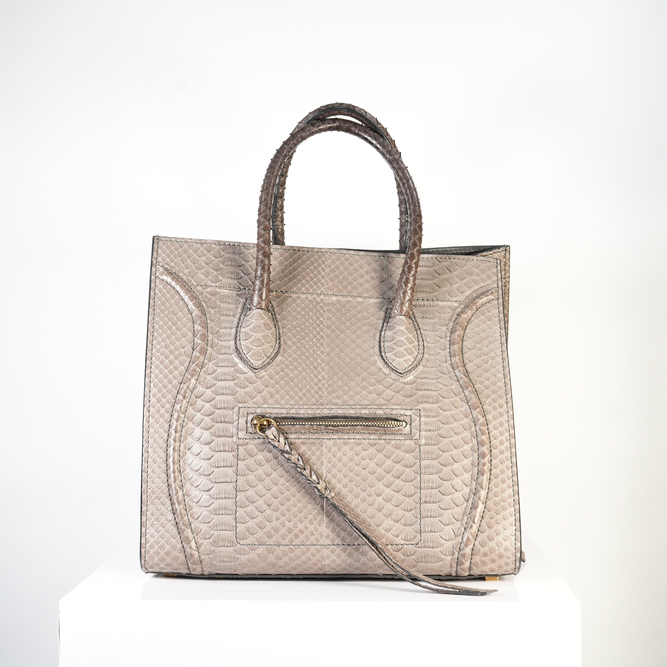 Celine Luggage Tote Python Grey