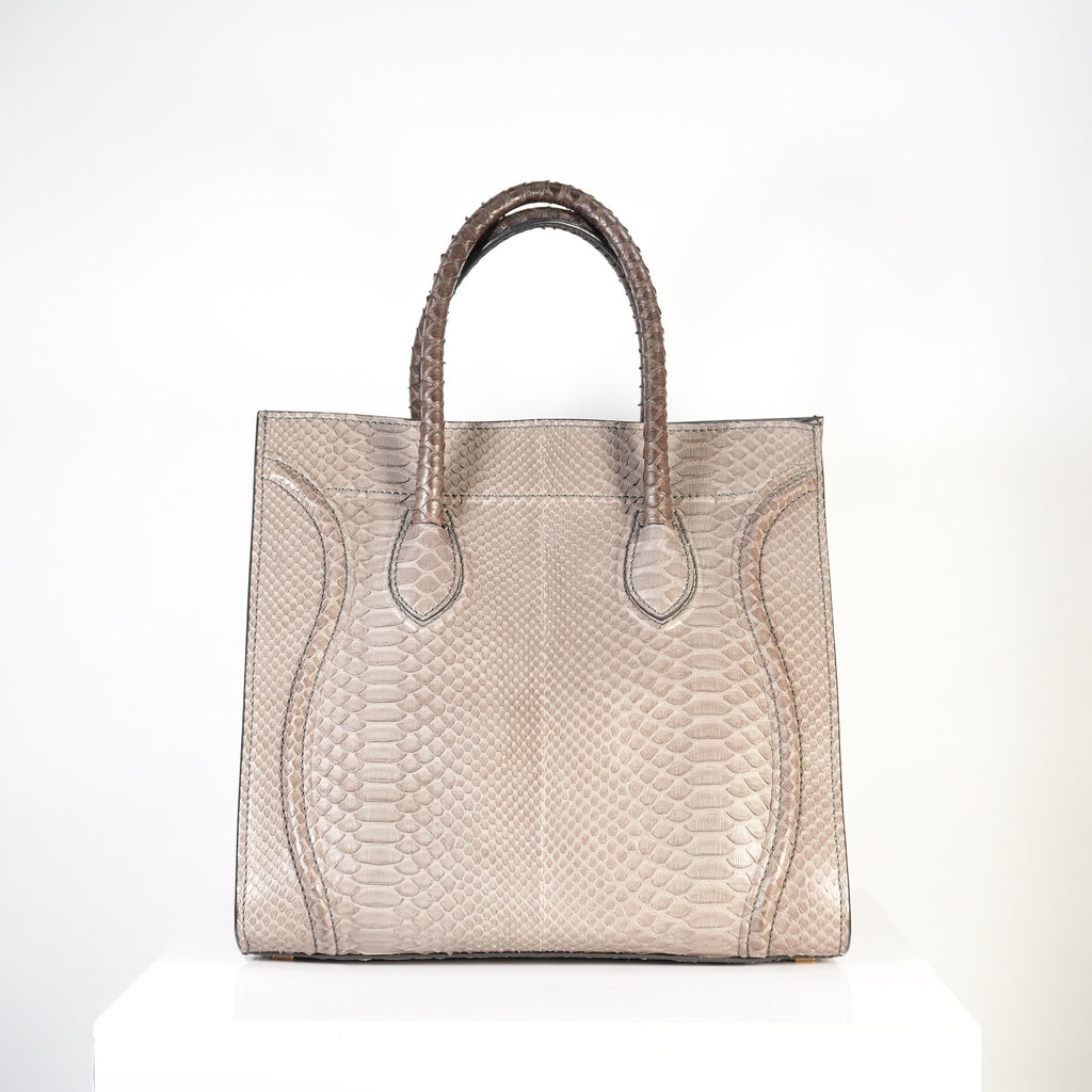 Celine Luggage Tote Python Grey