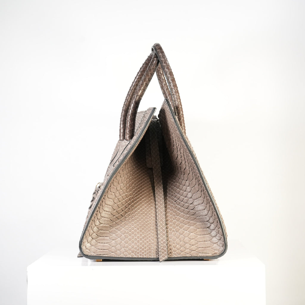 Celine Luggage Tote Python Grey