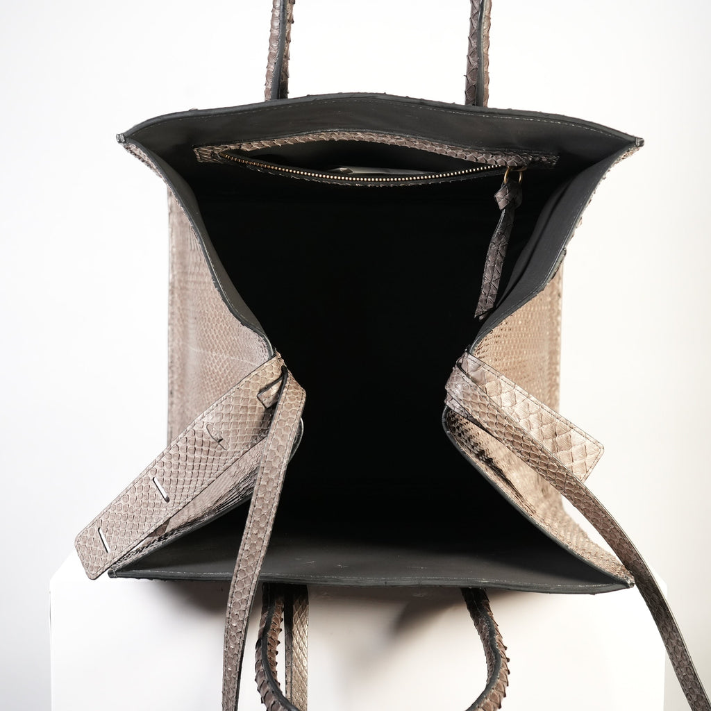 Celine Luggage Tote Python Grey
