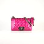 Chanel Boy Bag Patent Hot Pink