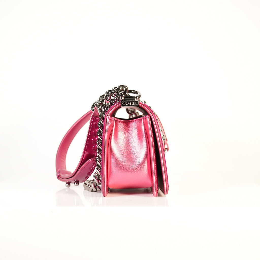 Chanel Boy Bag Patent Hot Pink