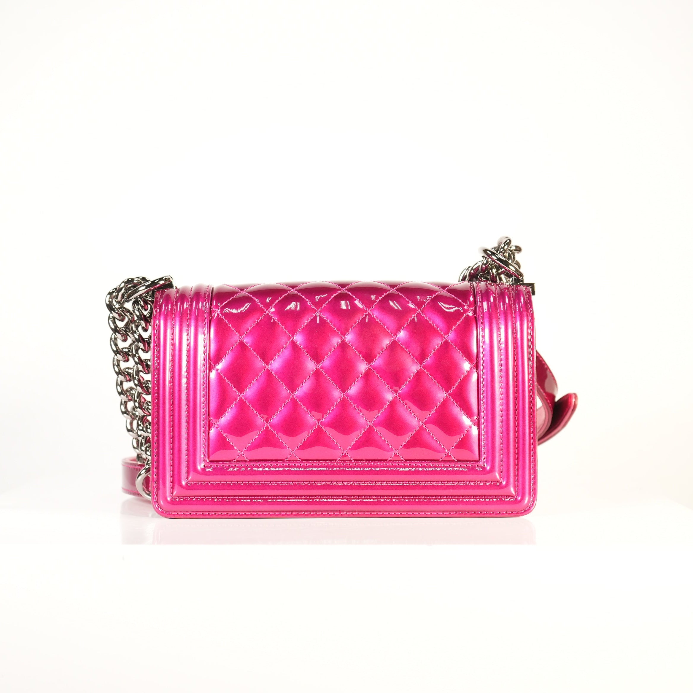 Chanel Boy Bag Patent Hot Pink