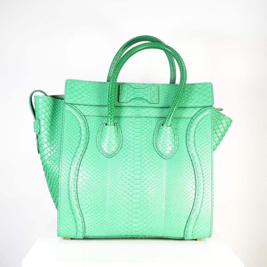 Celine Luggage Tote Python Green w/ dust bag