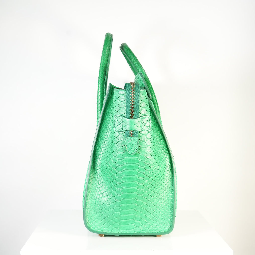 Celine Luggage Tote Python Green w/ dust bag