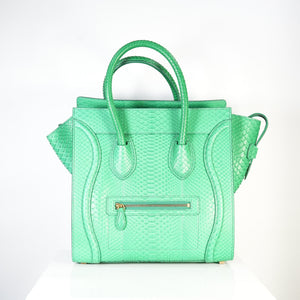 Celine Luggage Tote Python Green w/ dust bag