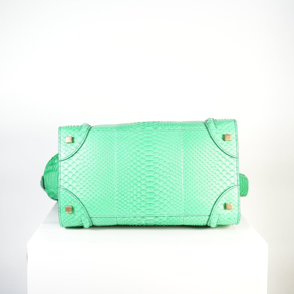 Celine Luggage Tote Python Green w/ dust bag