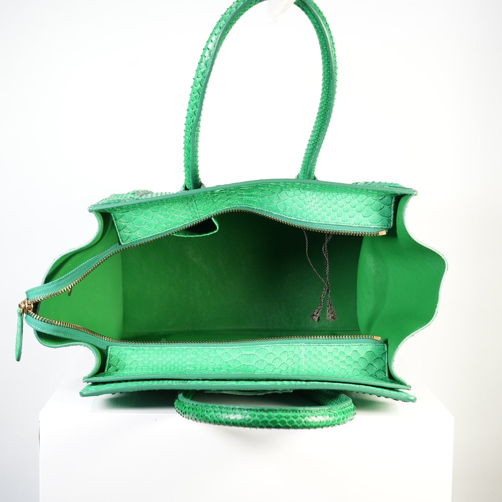 Celine Luggage Tote Python Green w/ dust bag