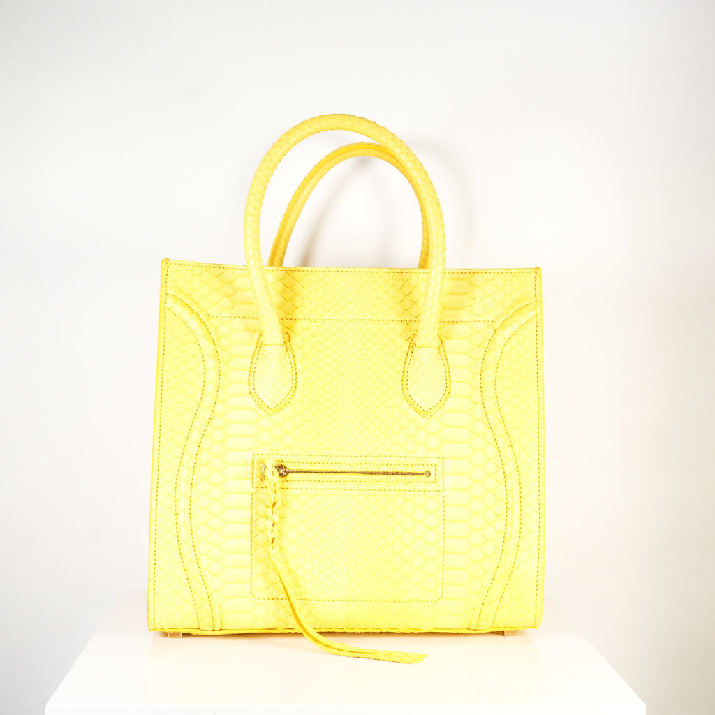 Celine Luggage Tote Python Yellow w/ dust bag