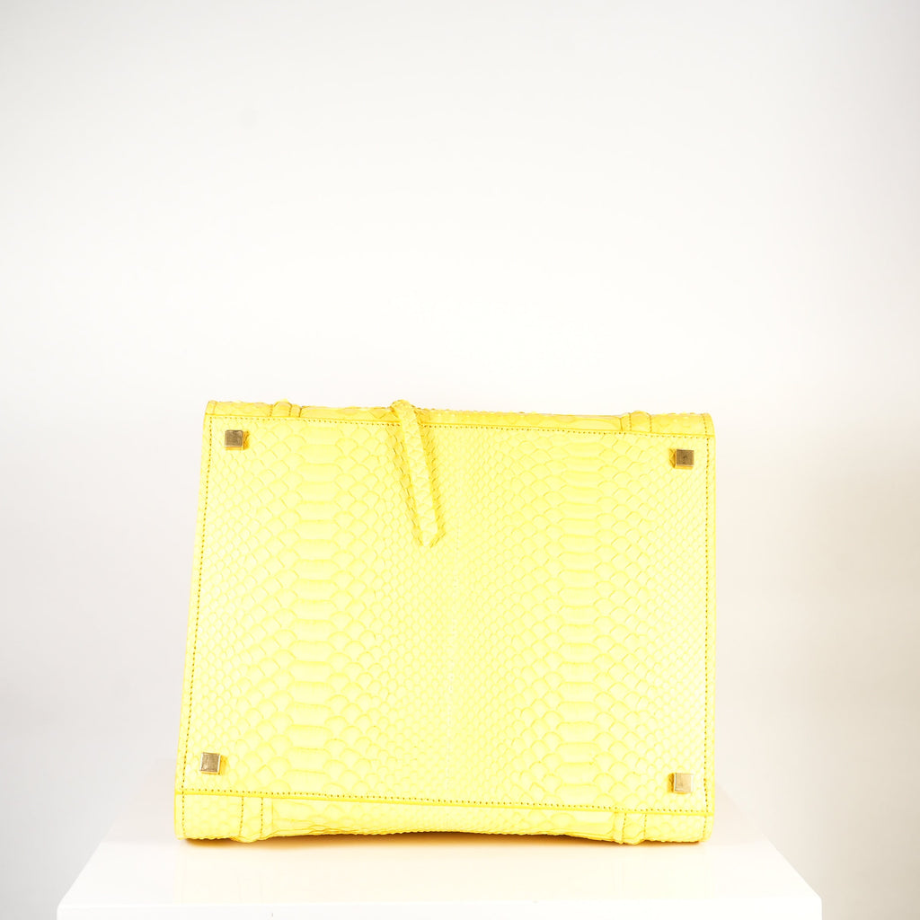 Celine Luggage Tote Python Yellow w/ dust bag