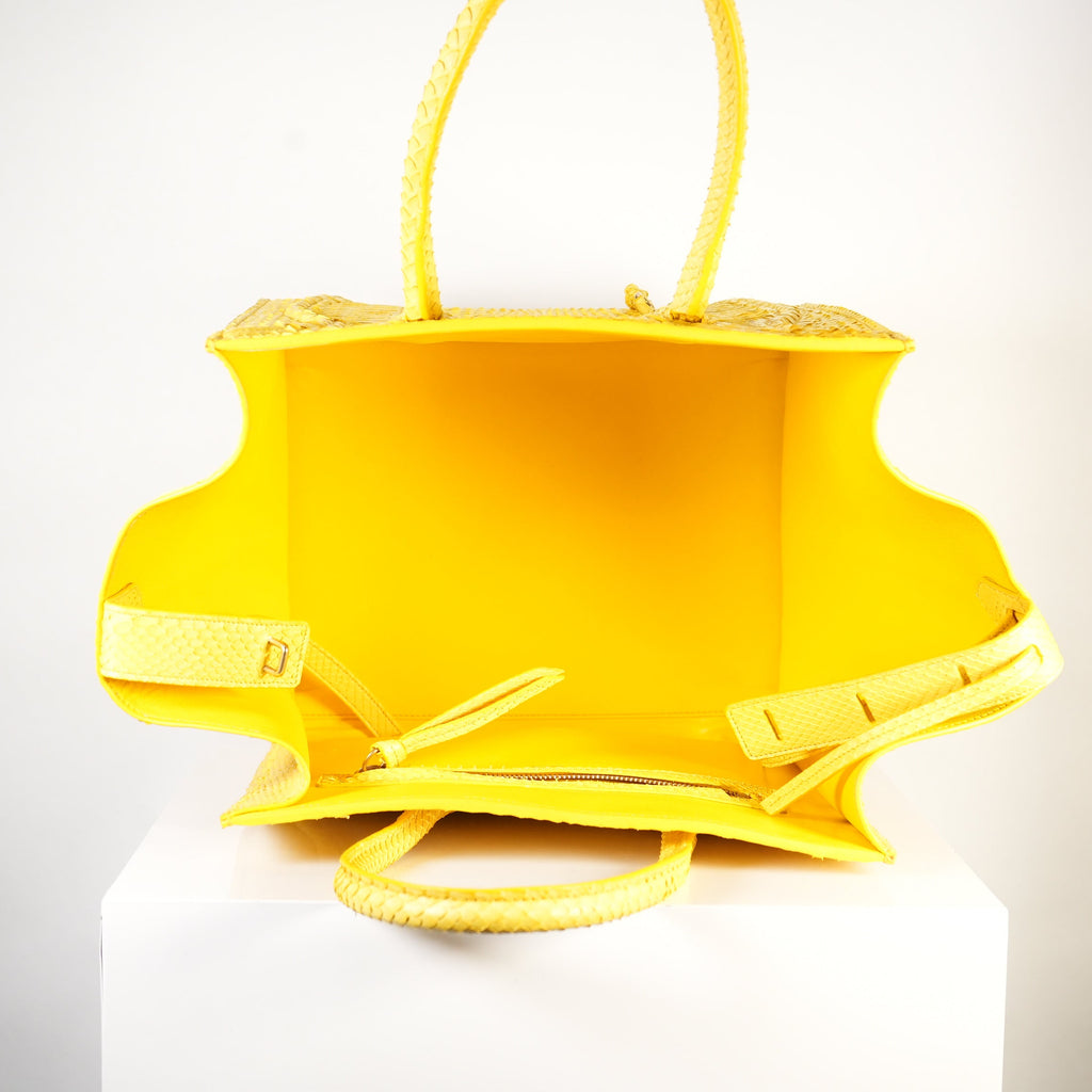 Celine Luggage Tote Python Yellow w/ dust bag