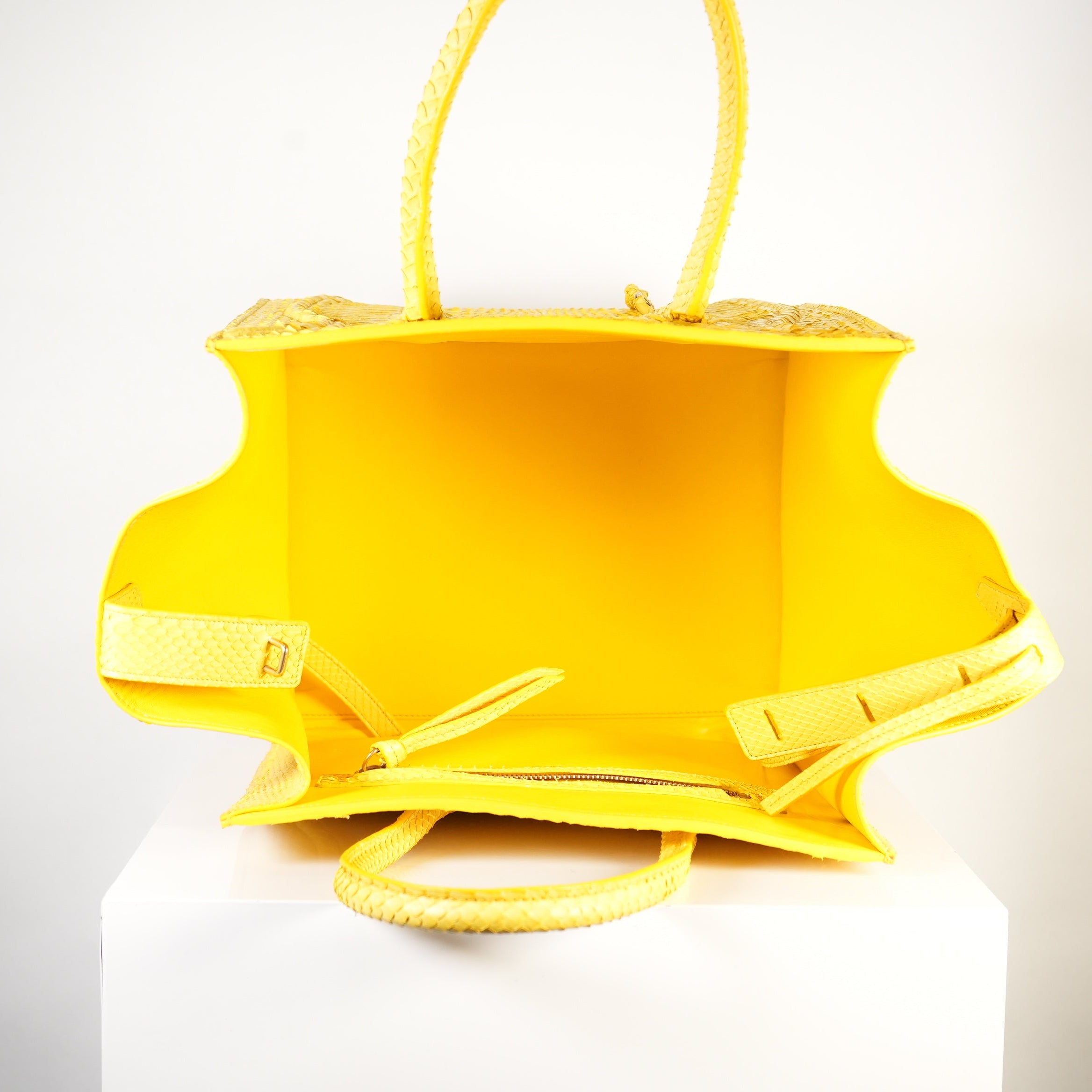 Celine Luggage Tote Python Yellow w/ dust bag
