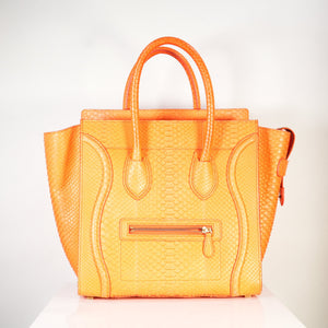 Celine Luggage Tote Python Orange w/ dust bag