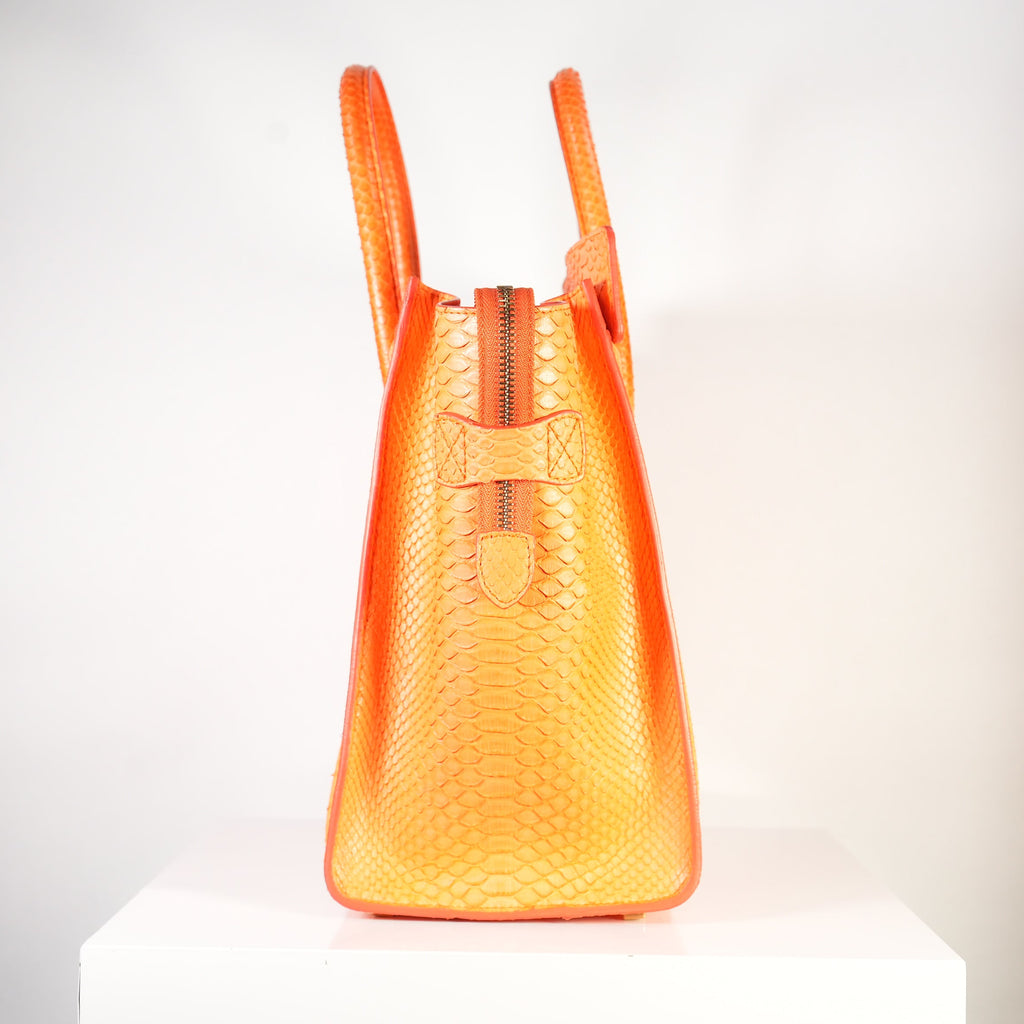 Celine Luggage Tote Python Orange w/ dust bag