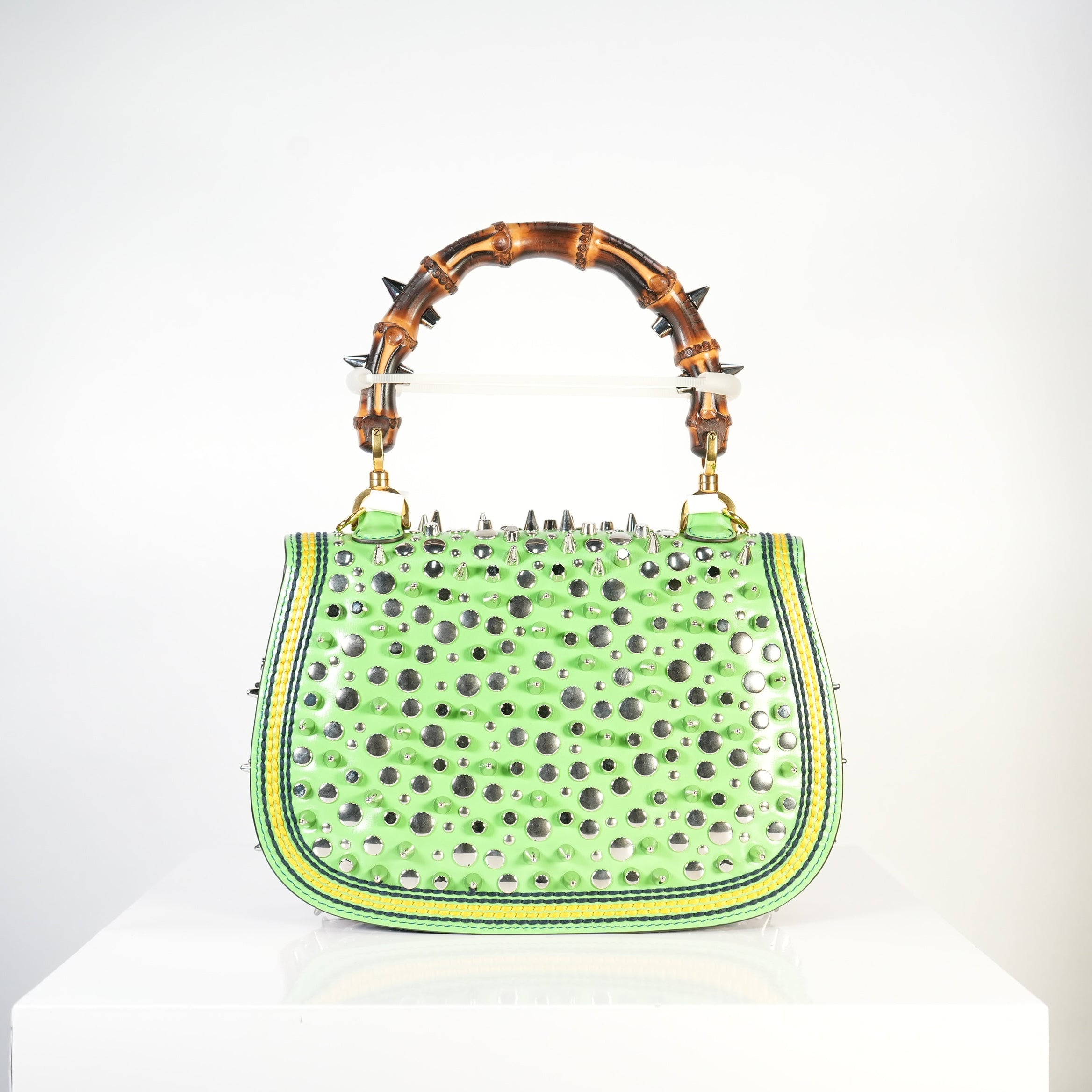 Gucci Runway Studded Bag Bamboo Top Handle