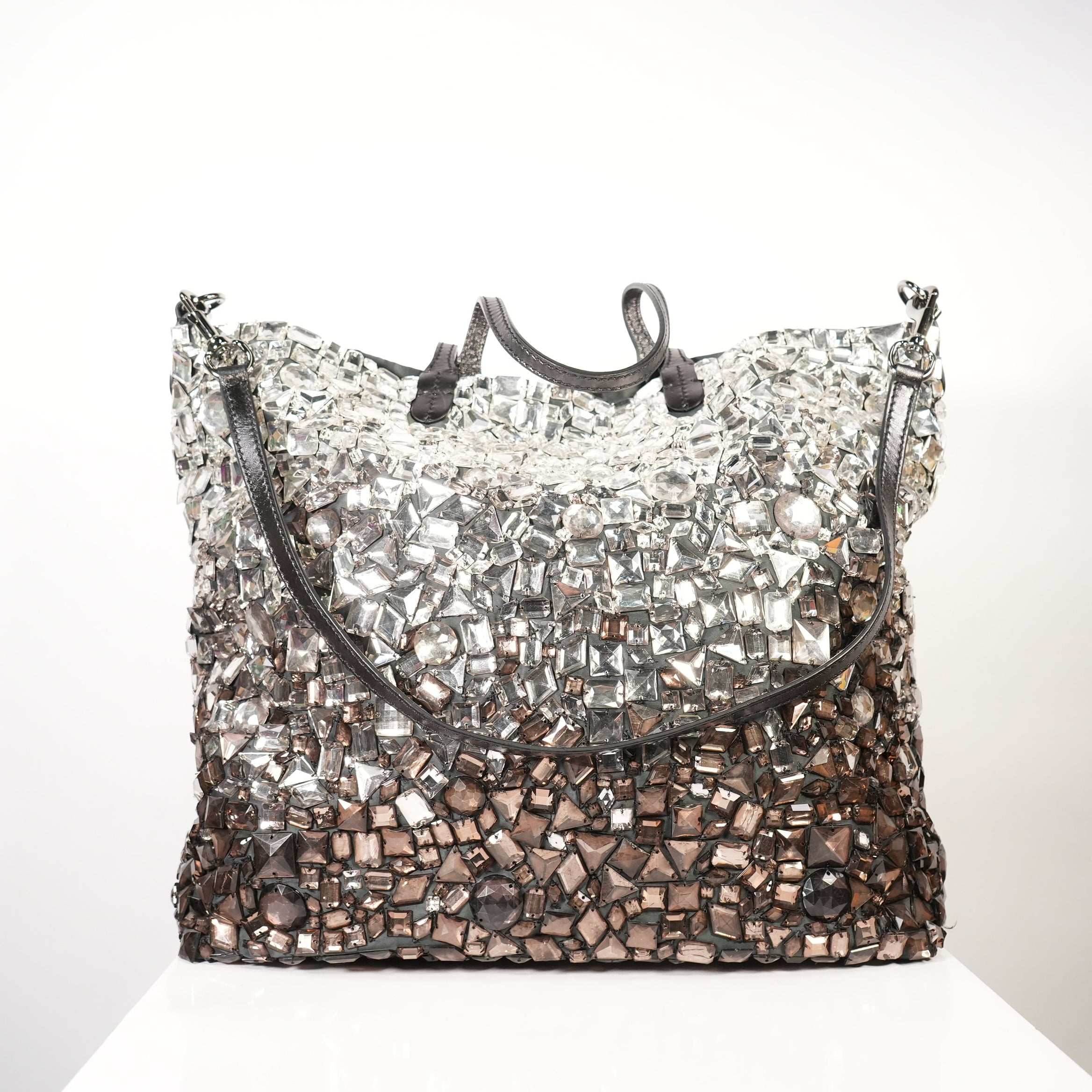 Valentino Crystal Vitelo Ombre Tote Bag w/ dust bag
