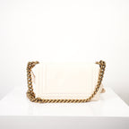 Chanel White Leather Boy Bag Accented with Striking Antiqued Gold-Tone Hardware