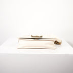 Chanel White Leather Boy Bag Accented with Striking Antiqued Gold-Tone Hardware