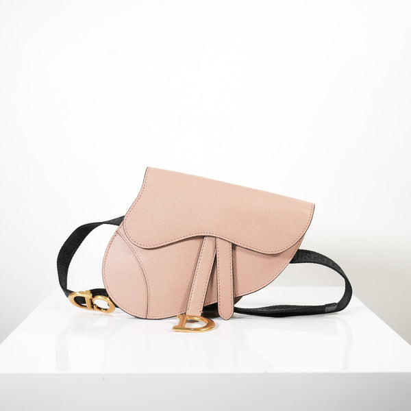 Christian Dior Soft Pink Grained Calfskin Saddle Belt Bag