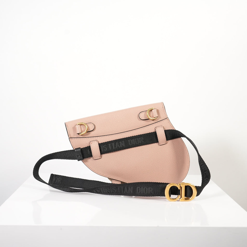 Christian Dior Soft Pink Grained Calfskin Saddle Belt Bag