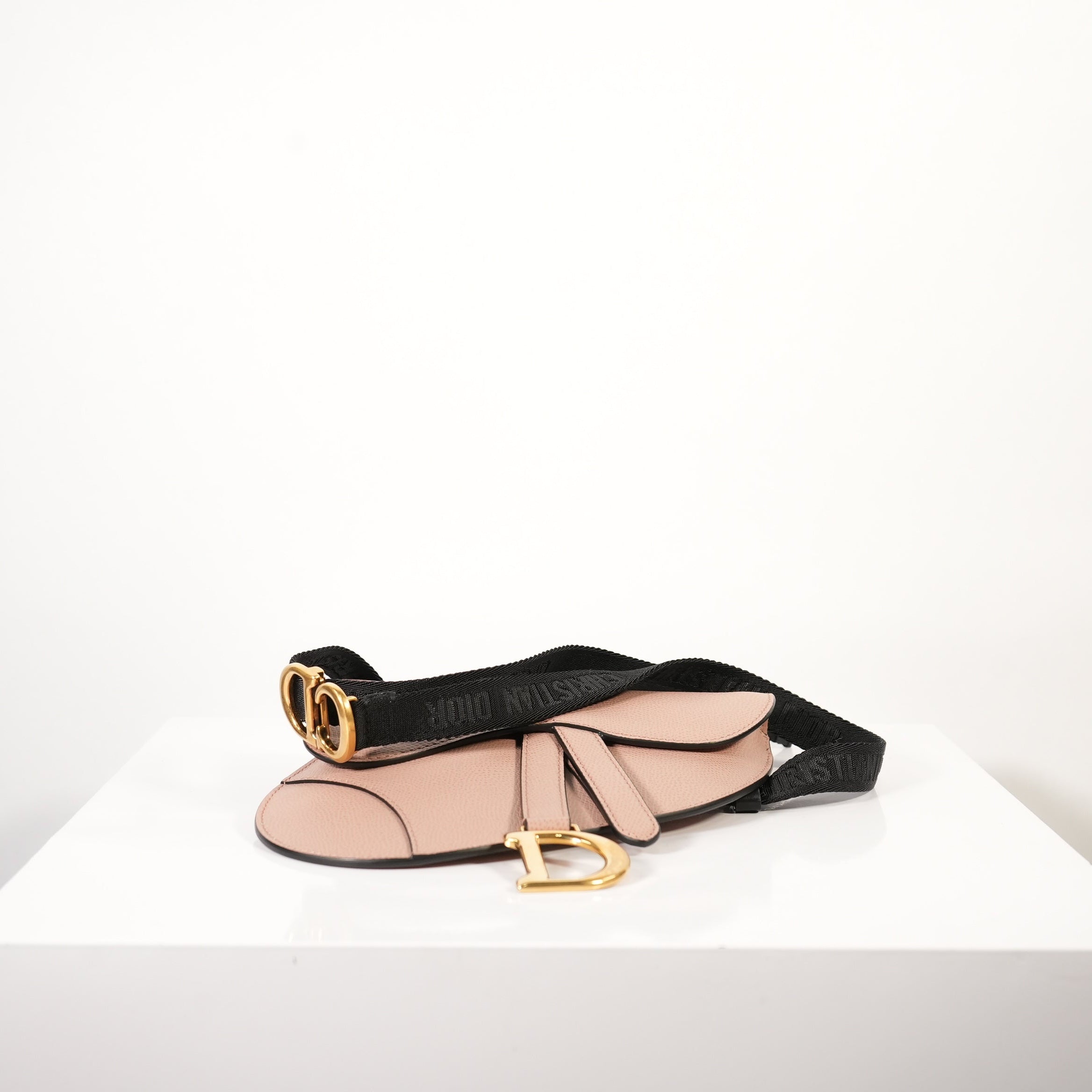 Christian Dior Soft Pink Grained Calfskin Saddle Belt Bag