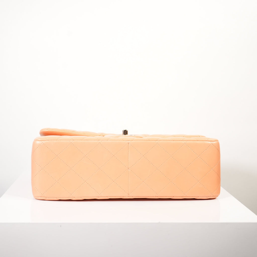 Chanel Peach Quilted Lambskin Classic Double Flap Bag
