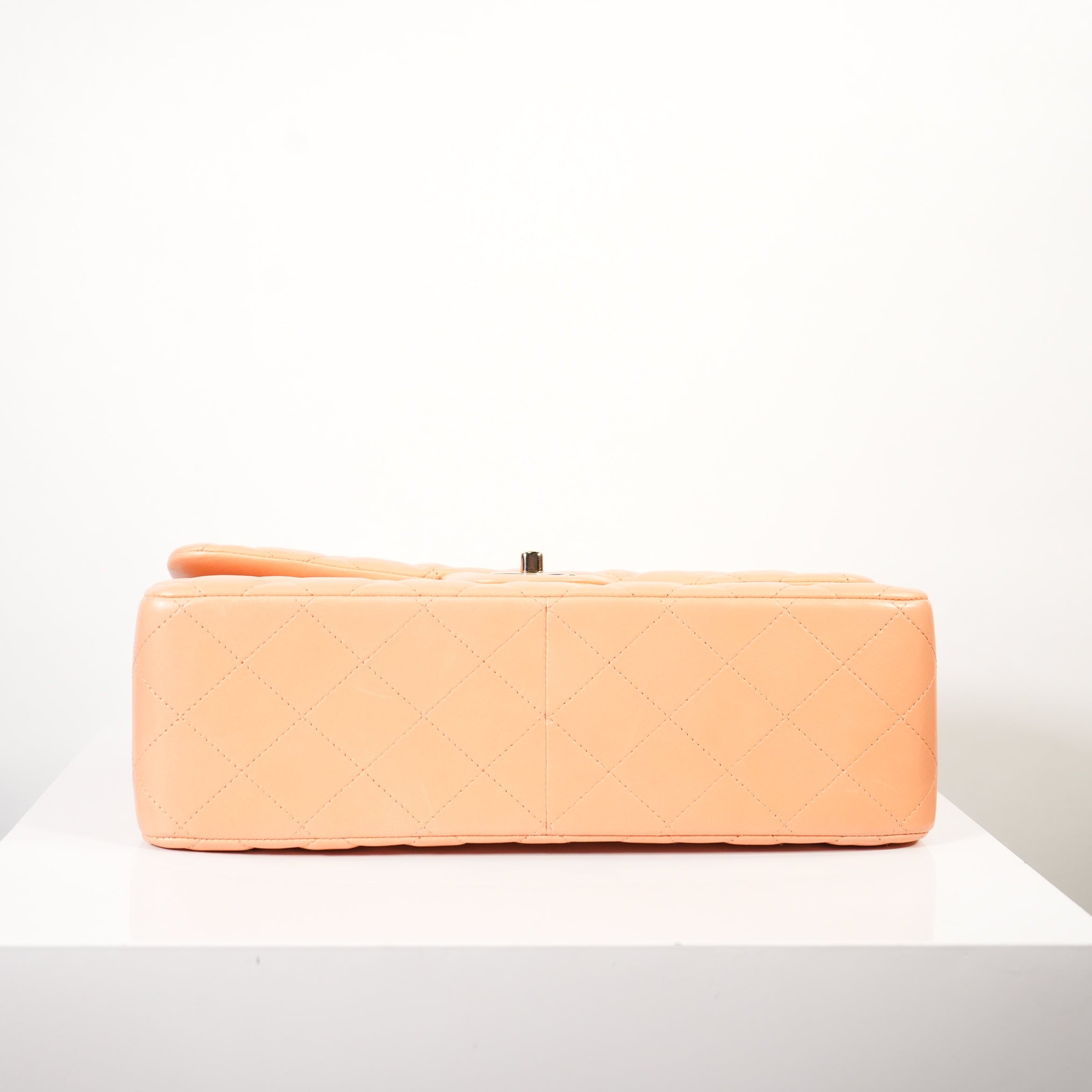 Chanel Peach Quilted Lambskin Classic Double Flap Bag