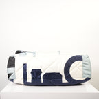 Chanel 19 Maxi Blue Black Silk Flap Bag W/ Dust bag
