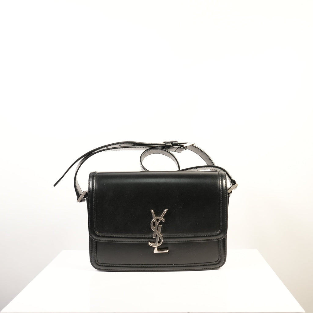 Yves Saint Laurent Black Leather Silver Hardware Crossbody Full Set