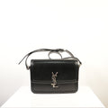 Yves Saint Laurent Black Leather Silver Hardware Crossbody Full Set