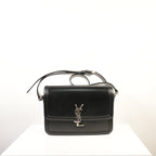 Yves Saint Laurent Black Leather Silver Hardware Crossbody Full Set