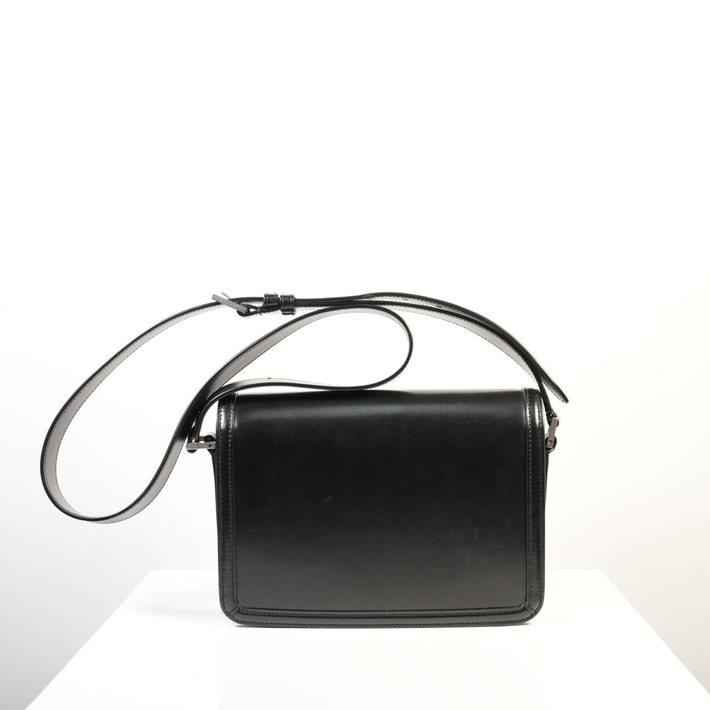 Yves Saint Laurent Black Leather Silver Hardware Crossbody Full Set