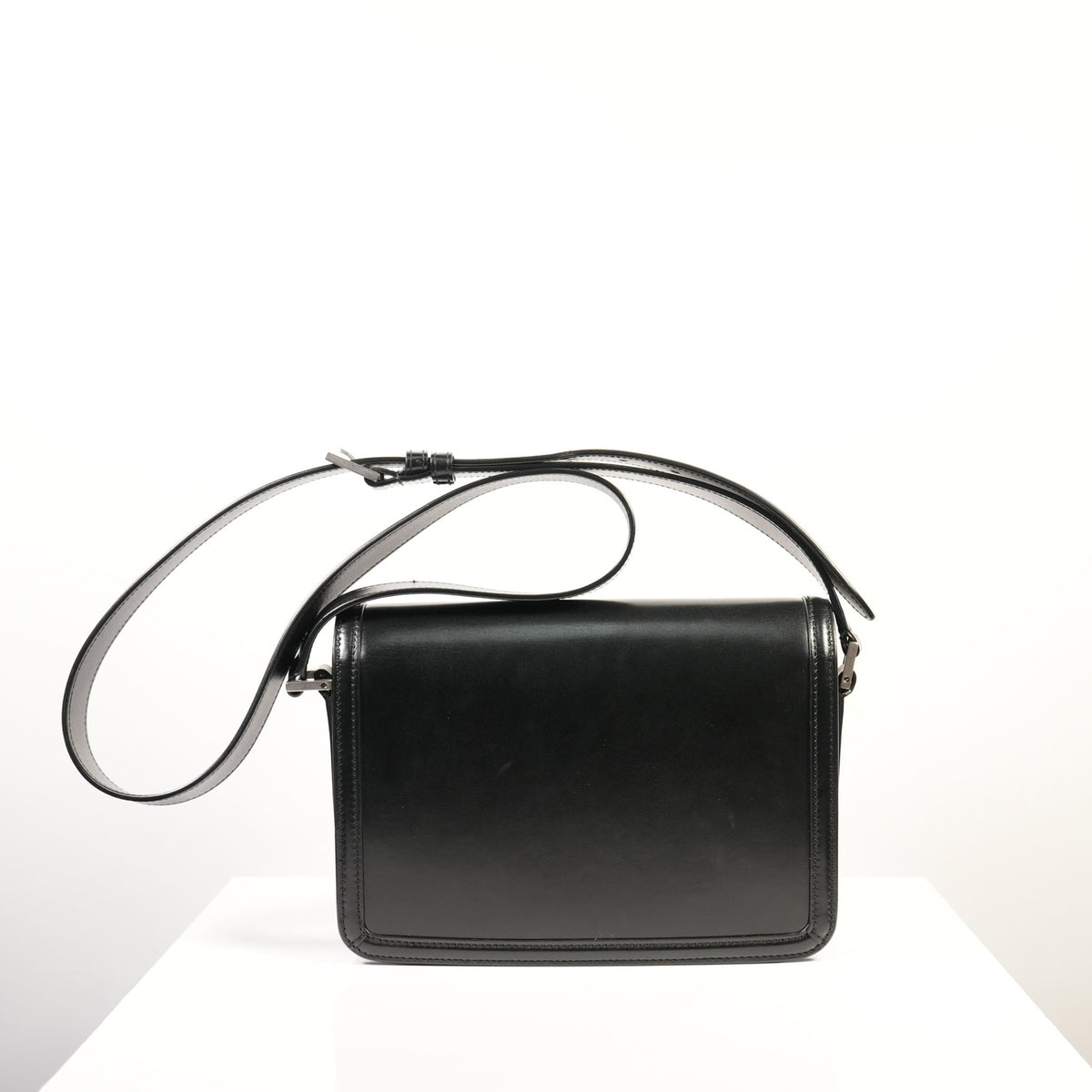 Yves Saint Laurent Black Leather Silver Hardware Crossbody Full Set