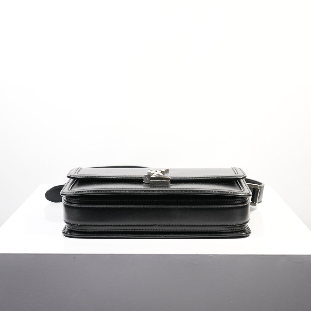 Yves Saint Laurent Black Leather Silver Hardware Crossbody Full Set