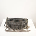 Miu Miu Nappa Crystal Fringe Belt Bag in black leather & crystal fringe (dustbag)