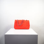 Chanel Red Quilted Jersey Medium Classic Single Flap