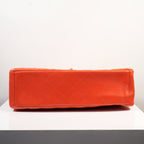 Chanel Orange Quilted Lambskin Leather Classic Maxi Single Flap Bag