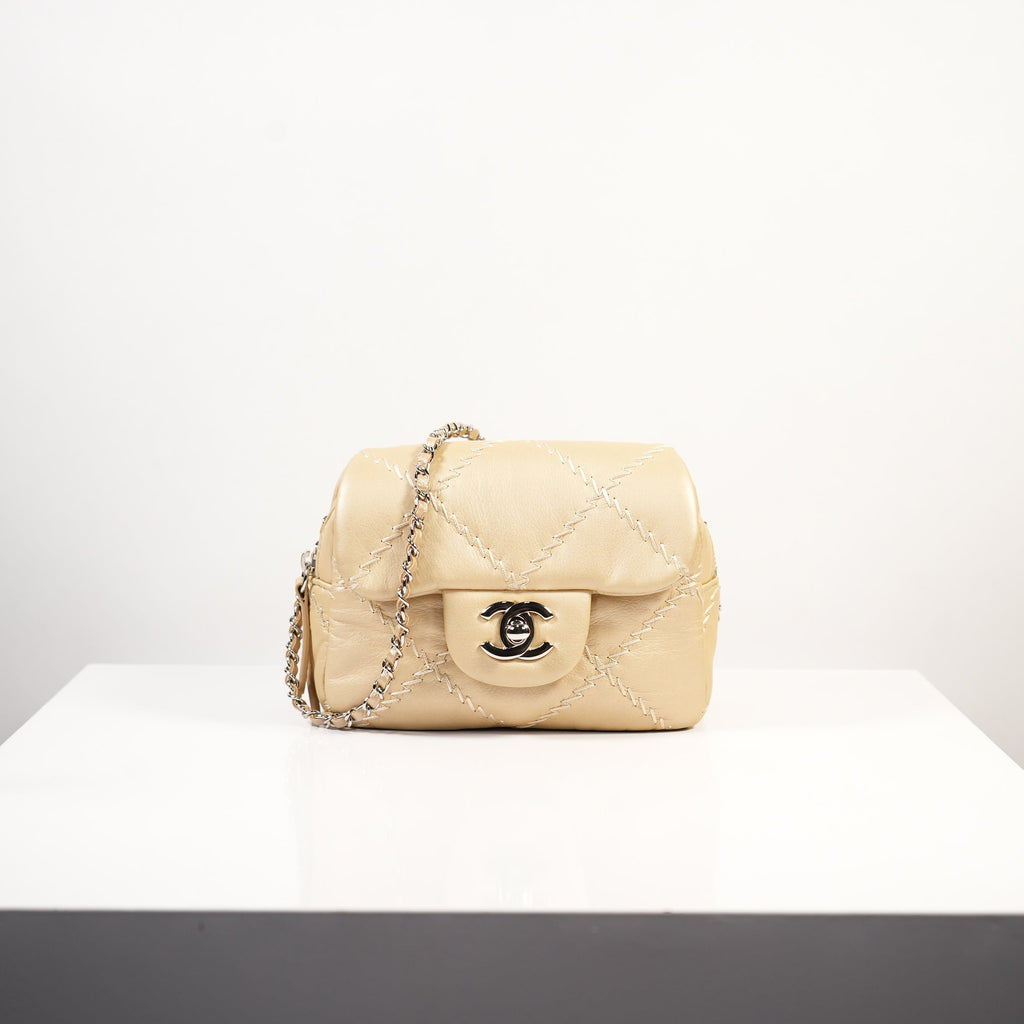 Chanel Beige Ultimate Stitch Mini Flap / Wallet on Chain (WOC)