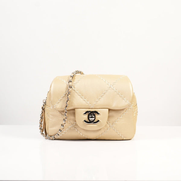 Chanel Beige Ultimate Stitch Mini Flap / Wallet on Chain (WOC)