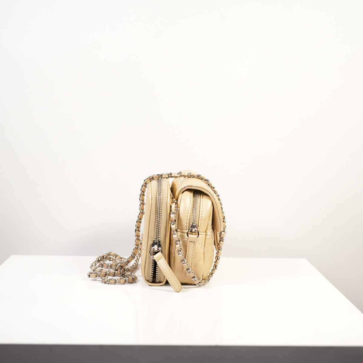 Chanel Beige Ultimate Stitch Mini Flap / Wallet on Chain (WOC)