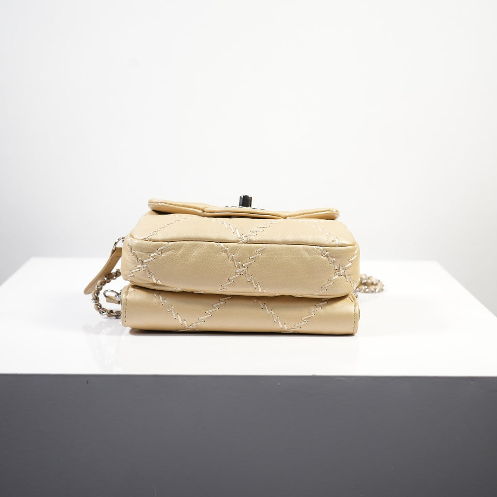 Chanel Beige Ultimate Stitch Mini Flap / Wallet on Chain (WOC)