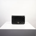 Chanel Coco Boy Wallet on Chain (WOC) Mix of Diagonal Chevron and Diamond Quilting